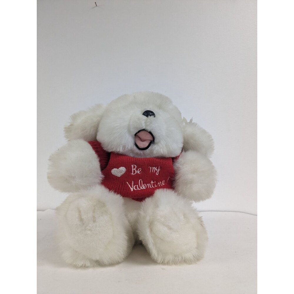 Vintage Playful Pals Be My Valentine White Dog Mervyn's Stuffed Animal 15"